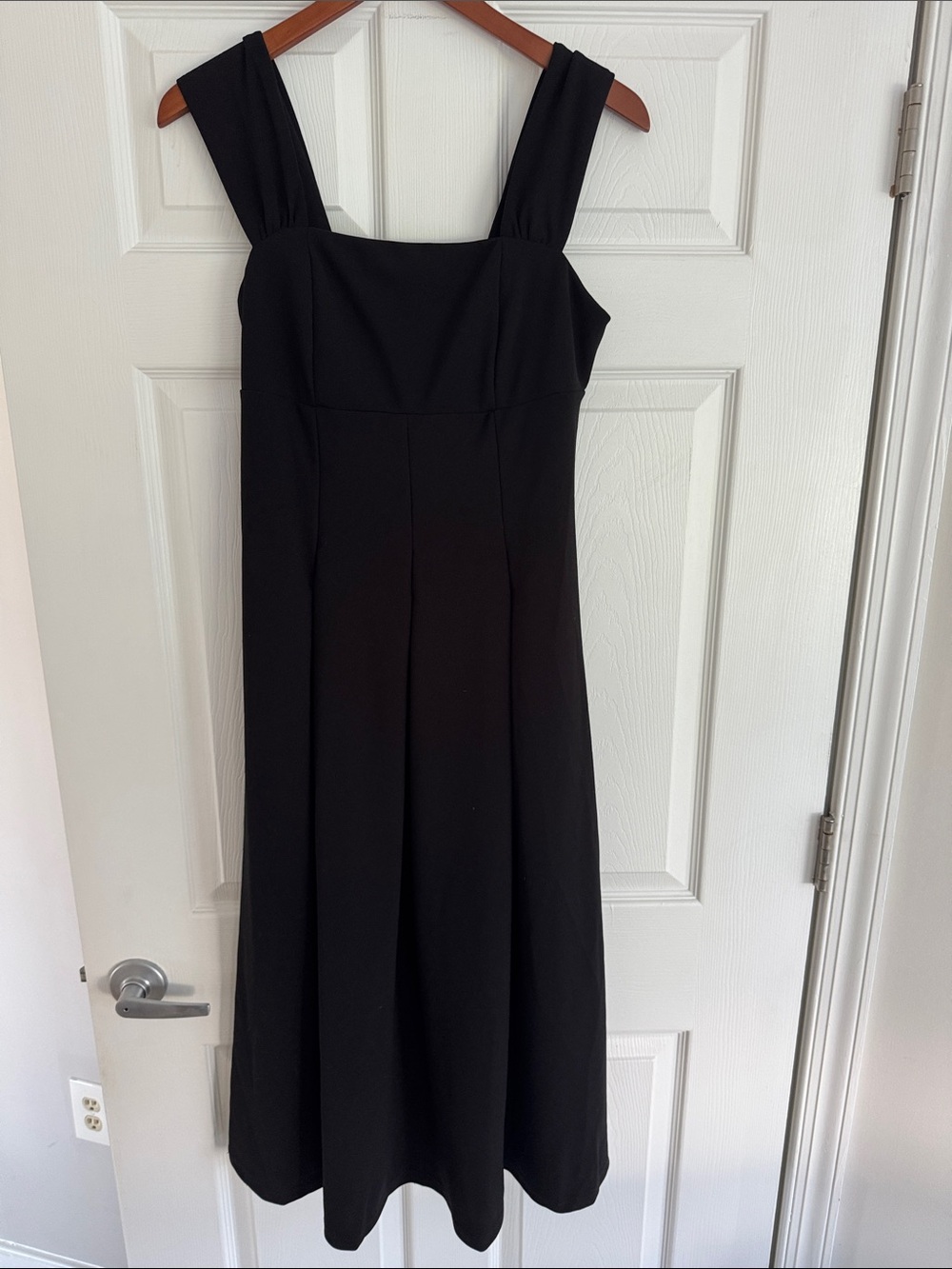 Classic Black Square-Neck Midi Dress - Women